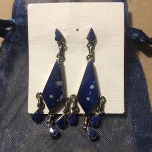 Lapis Lazul dangling earrings, w/ post and butterfly backs, brand new never worn